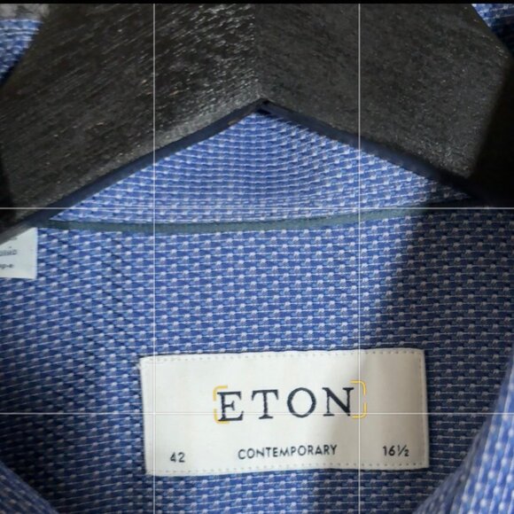 Eton Signature Twill Cotton Contemporary Button Up Shirt - Men's Size 42/16.5 - Picture 6 of 10